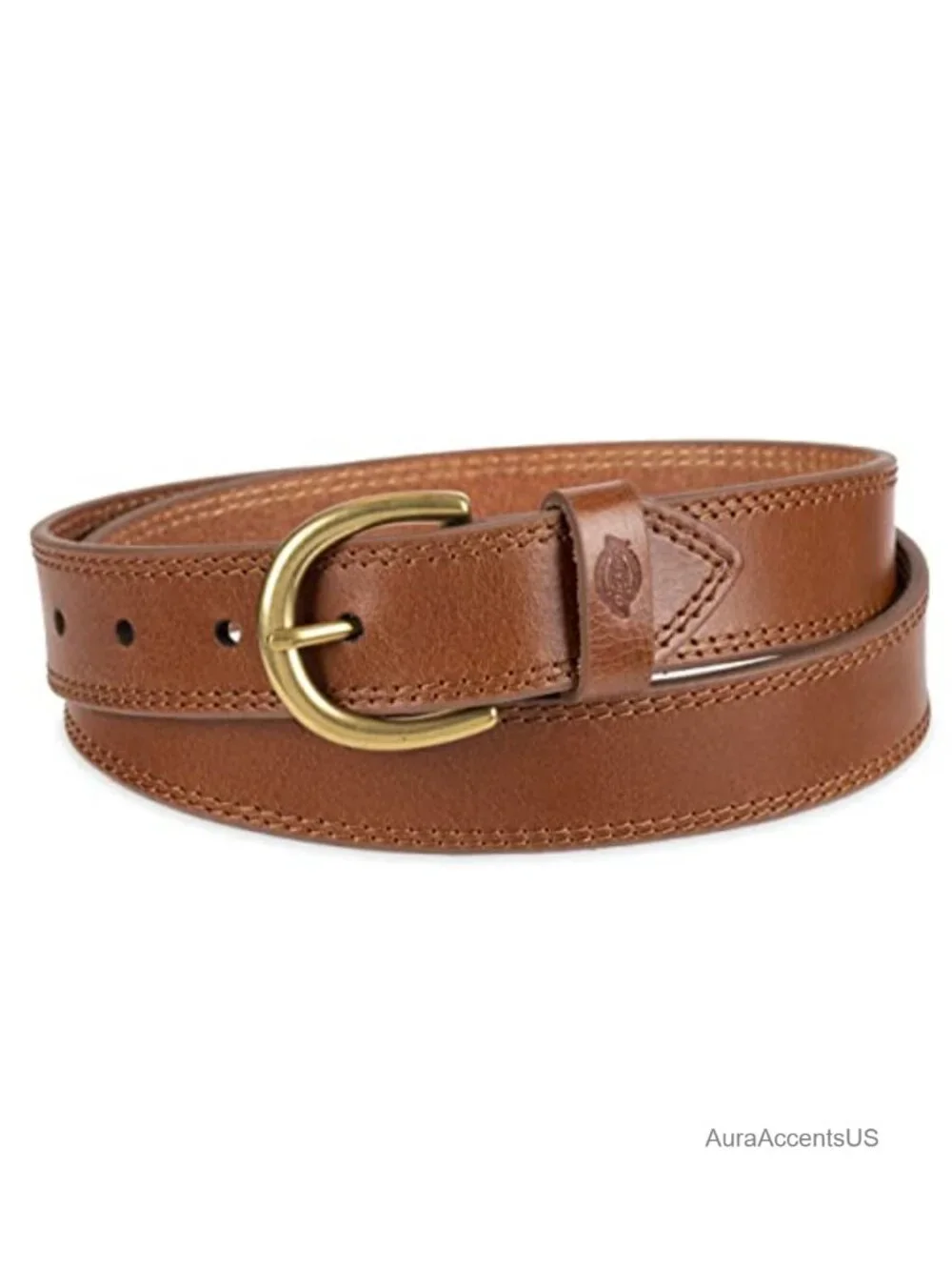 Genuine Leather Casual Workwear Belt with Round Harness Buckle - 7 Holes